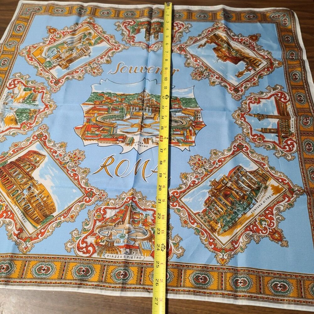 Italian Square Scarf Souvenir Rome Roma Landmarks Made In Italy Polyester - Picture 12 of 12